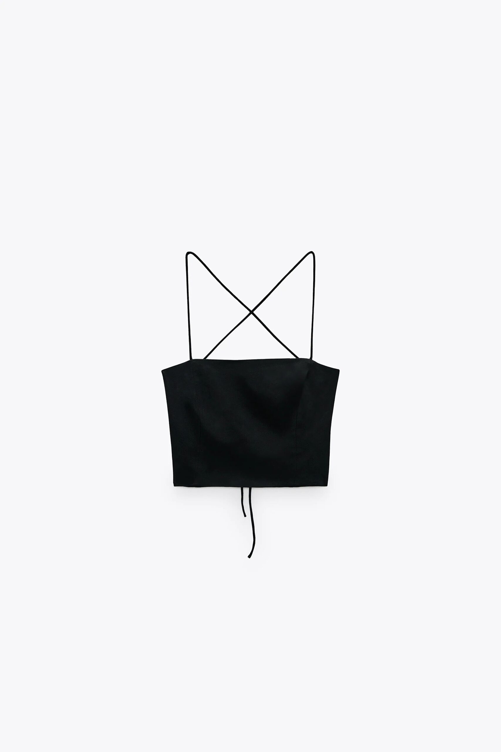 Black Satin Effect Crop Top - Image 4