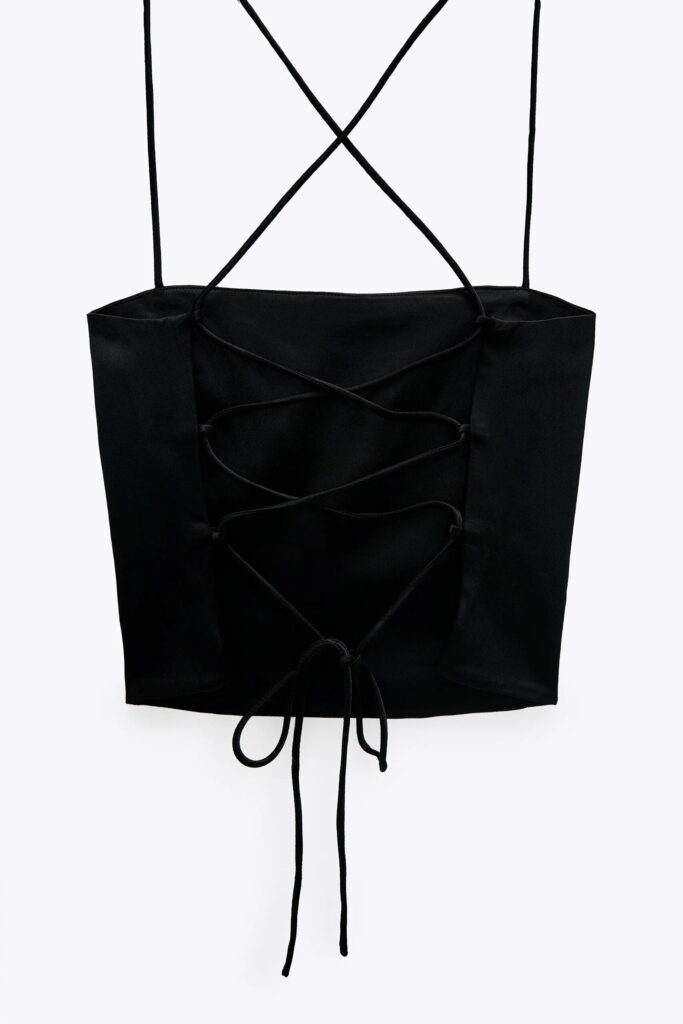 Black Satin Effect Crop Top