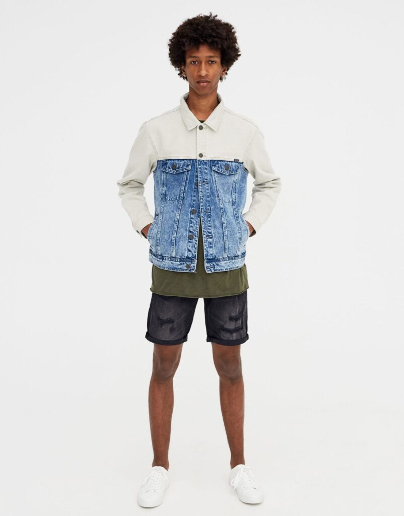 Denim Jacket With Coloured Panels