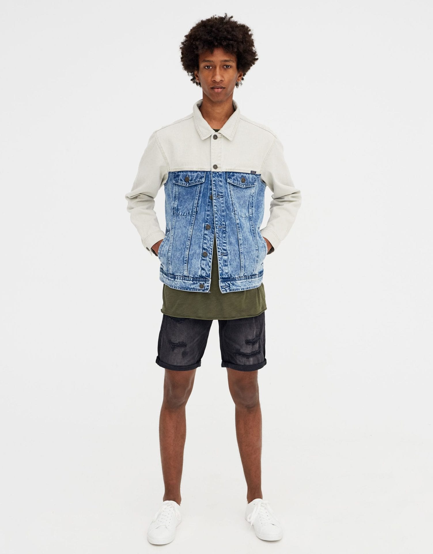 Denim Jacket With Coloured Panels - Image 3