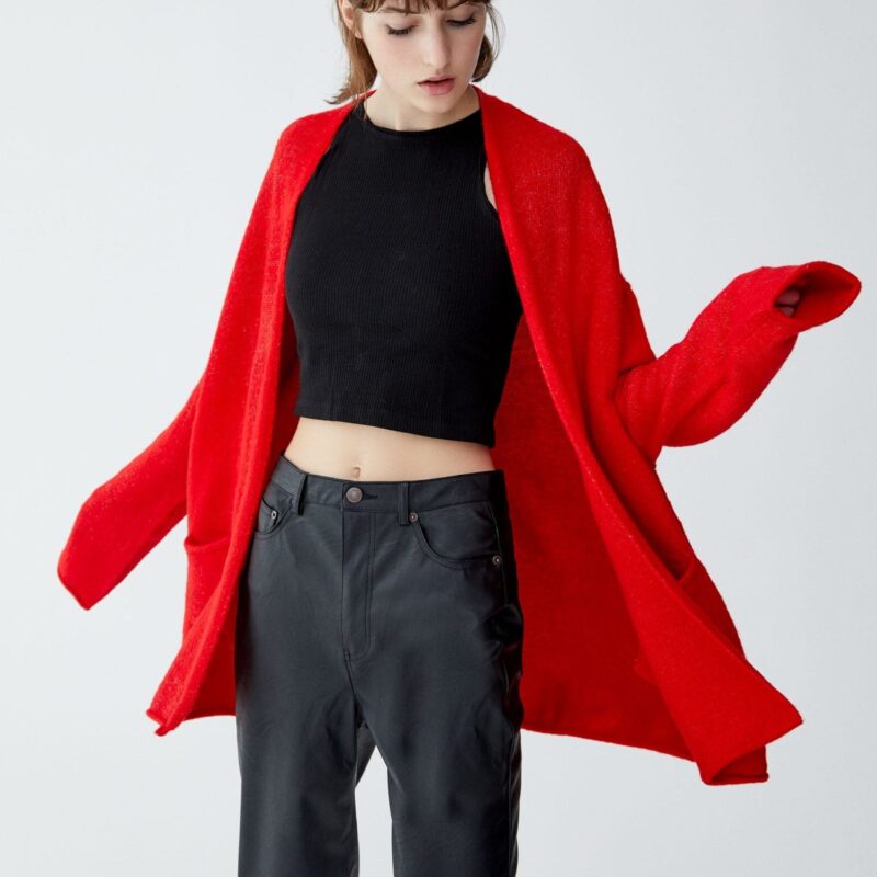 Red Soft Knit Cardigan - Image 1
