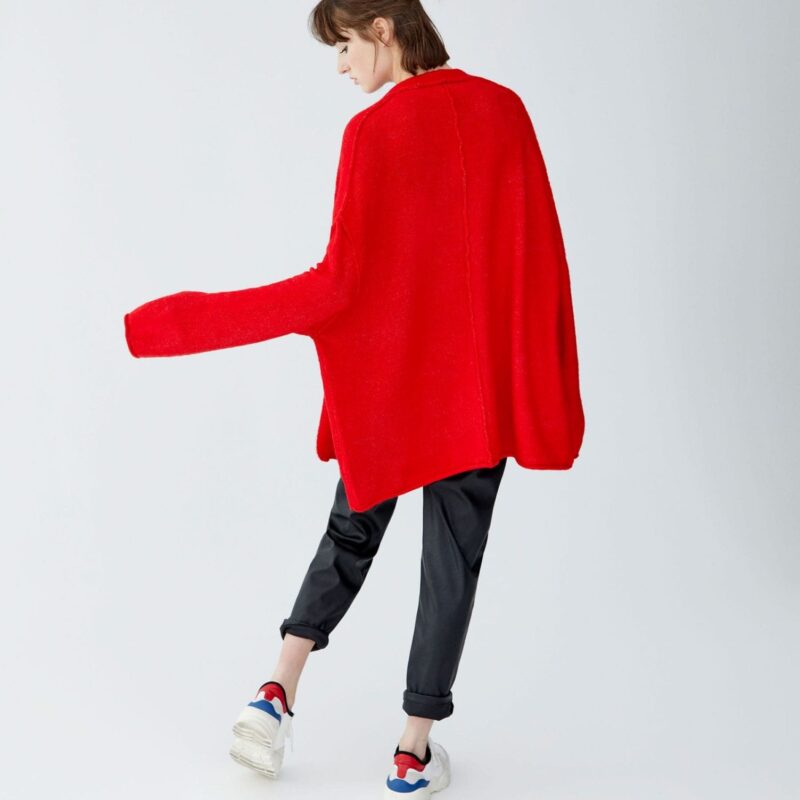 Red Soft Knit Cardigan - Image 3